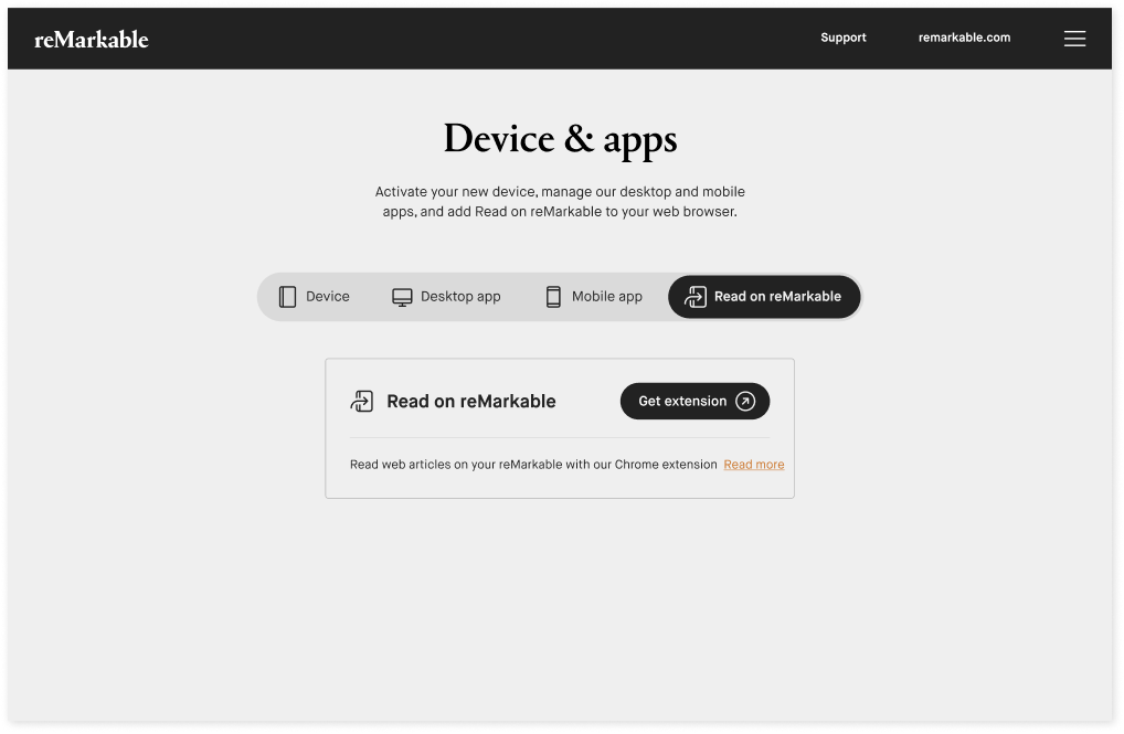 Read on reMarkable Google Chrome Extension
