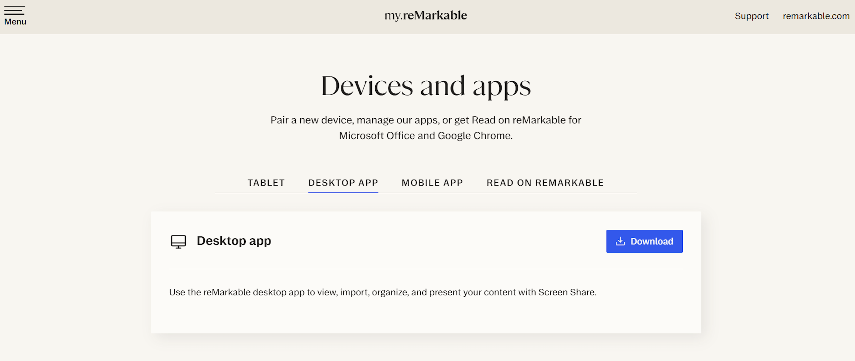 Screenshot highlighting where to find Desktop app in the devices and apps area. 
