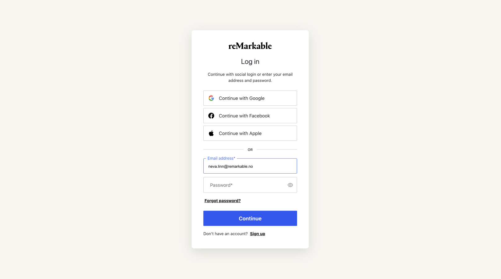 Log in to reMarkable account. Illustration.