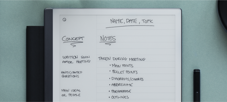 Screen of reMarkable paper tablet with one of the templates in use.